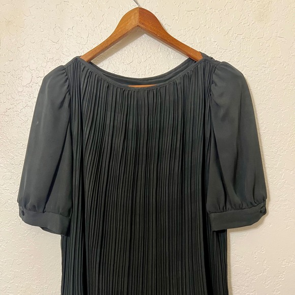 VTG JODY CALIFORNIA Women's Black Pleated Puff Sleeve Sheath Dress - Picture 2 of 6